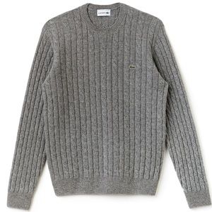 Crew Neck Wool Cable Knit Sweater